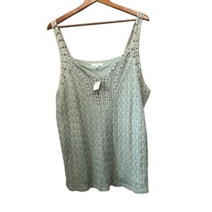 Maurices‎ Crochet Lace Tank Top Sleeveless Sage Green Women's Blouse Size M